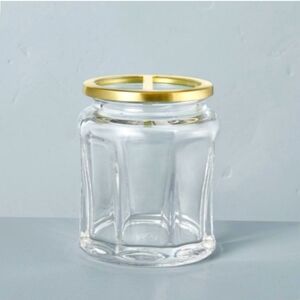 Hearth & Hand Faceted Glass Toothbrush Holder with Gold Tone Metal Divider NWT
